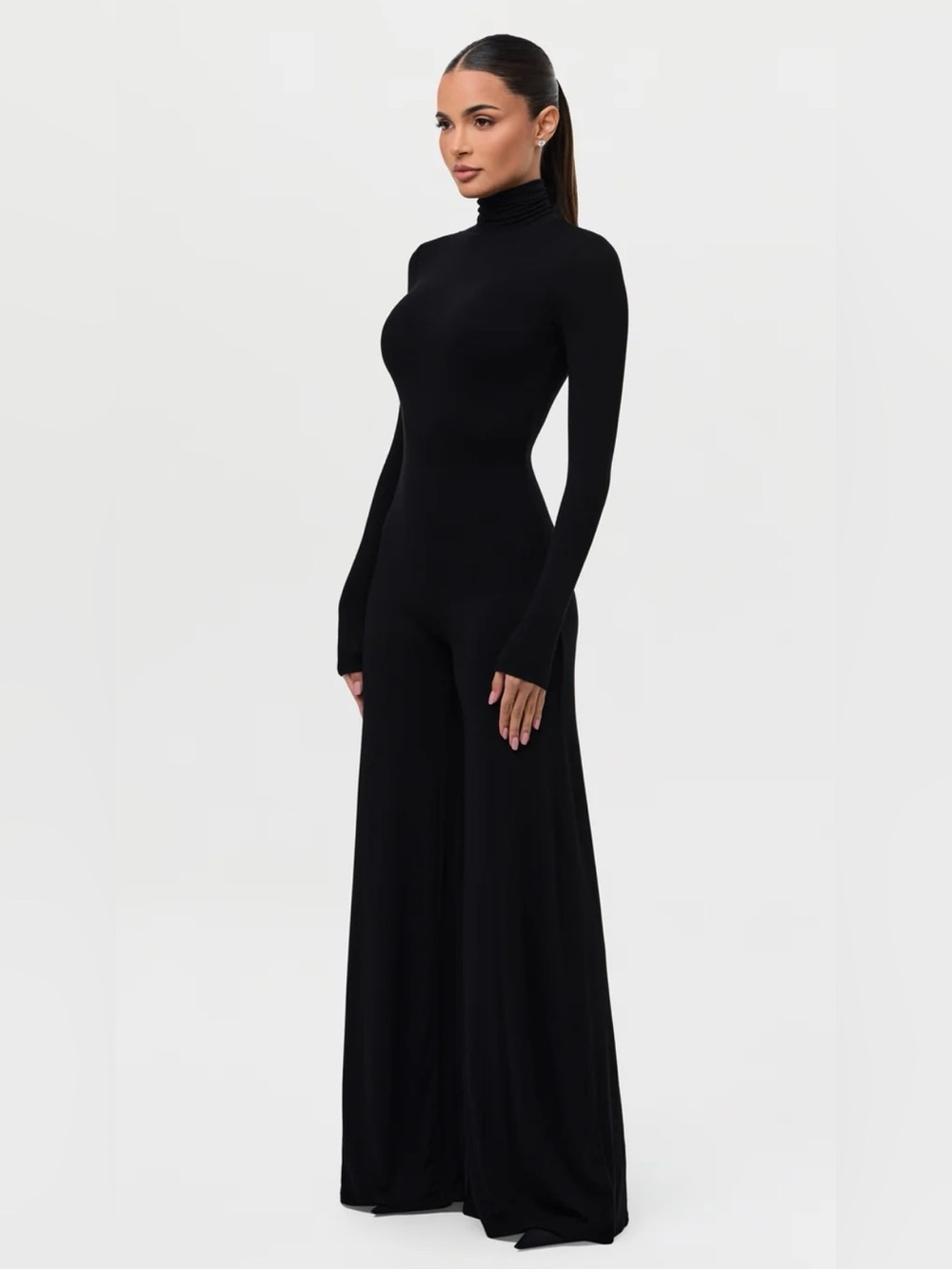 naked wardrobe NW SCULPT WIDE-LEG JUMPSUIT Black Small NWT
